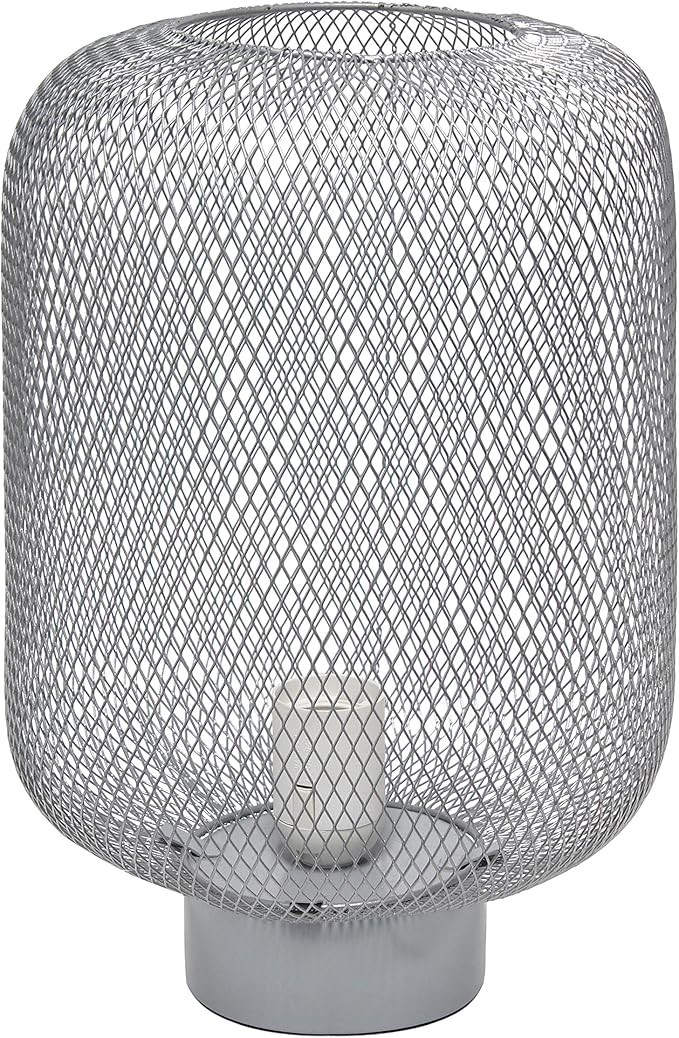 Simple Designs LT1072-GRY Metal Mesh Industrial Table Lamp, Gray