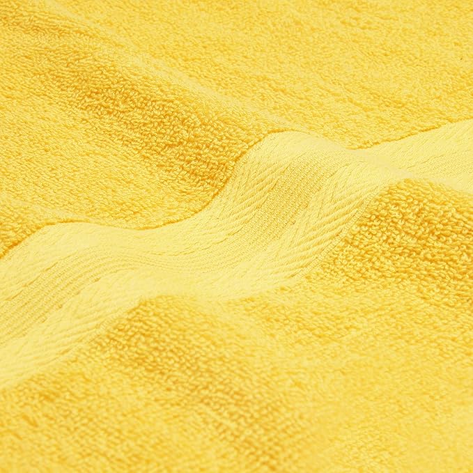 BOUTIQUO 8 Piece Towel Set 100% Ring Spun Cotton, 2 Bath Towels 27X54, 2 Hand Towels 16X28 and 4 Washcloths 13X13 - Ultra Soft Highly Absorbent Machine Washable Hotel Spa Quality - Lime Yellow
