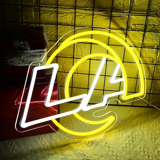 Ram Neon Sign for Wall Decor Football Team Led Neon Light for Man Cave Birthday Gifts for Football Fans Yellow Light Up Sign for Bedroom Party Club Bar Dorm Decoration Size16.1*11.8In(ZYLD267)