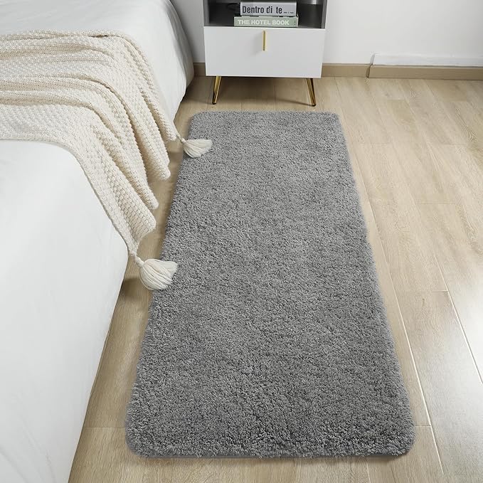 AROGAN Luxury Non Slip Bathroom Rug, Thick Soft and Absorbent Microfiber Bath Mat, Rubber Backing Quick Dry Rugs Carpets, Machine Washable Plush Mats for Shower Floor, Bathroom, 24x72 Inch Grey