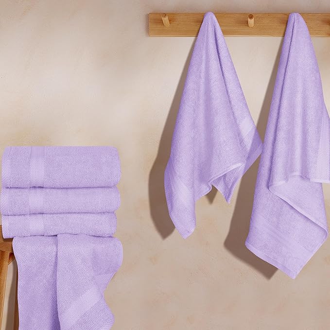 GLAMBURG Ultra Soft 6-Piece Hand Towel Set 16x28-100% Ringspun Cotton - Durable & Highly Absorbent Hand Towels - Ideal for use in Bathroom, Kitchen, Gym, Spa & General Cleaning - Purple