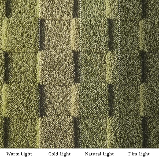 Exclusivo Mezcla Fleece Throw Blanket for Couch,Super Soft and Warm Lightweight Checkered Pattern Blankets for All Seasons, 50x60 Inches, Olive Green