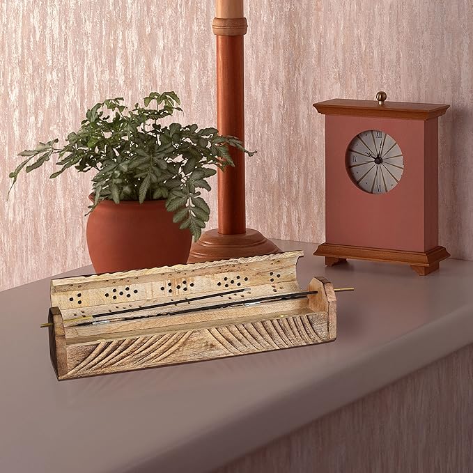 Incense Holder, Incense Stick Holder, Incense Holder for Sticks Used for Room Décor, Cool Room Spiritual Décor, Aromatherapy, Incense Burner with Storage Compartment 12Inch Natural