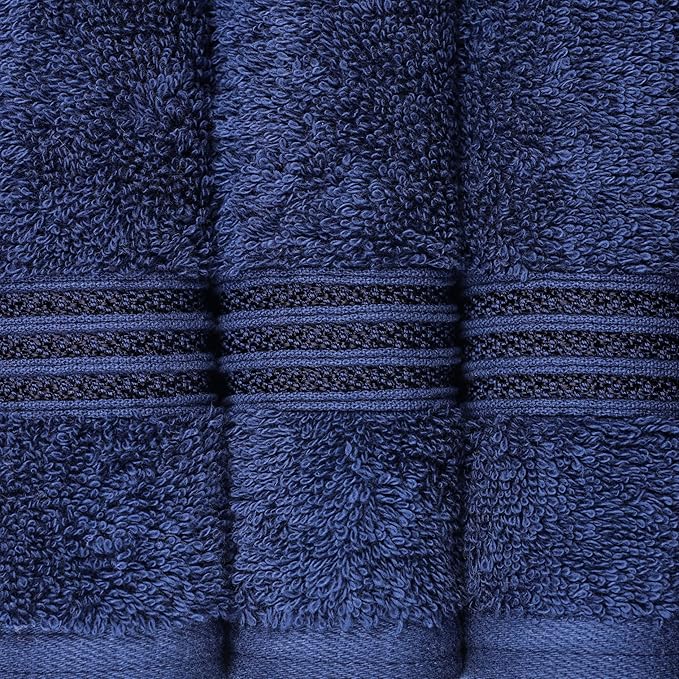 Superior Egyptian Cotton 9-Piece Towel Set, Assorted Towels for Home Bathroom, Master, Guest Bath, Decor Essentials, Includes 3 Bath, 3 Hand, 3 Face Towels/Washcloths, Quick Dry, Absorbent, Navy Blue