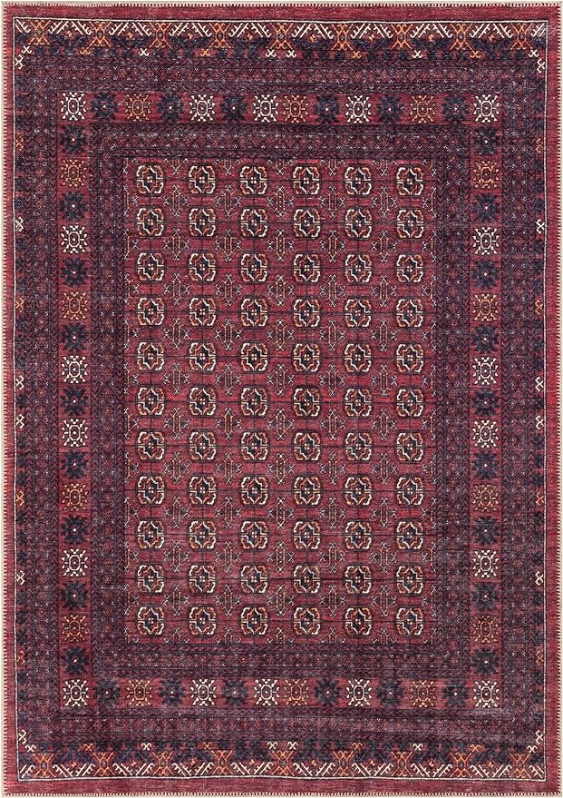 Keen Home Design 8x10 Rug - Machine Washable Area Rug with Non-Slip Backing, Ideal for Living Room, Dining Room, Bedroom - Vintage, Easy Clean, Durable, Low Pile Rug - (8' x 10')