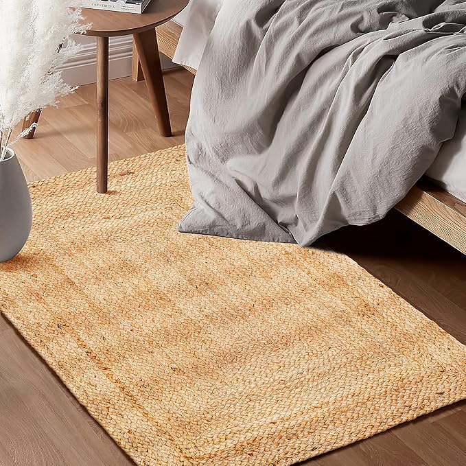 Savi Home Hand Woven Jute Braided Rug, 2'x3' - Natural, Reversible Boho Entry Area Rugs for Kitchen, Living Room, Farmhouse Indoor Outdoor Decorative Floor Rug, 24x36 Inches