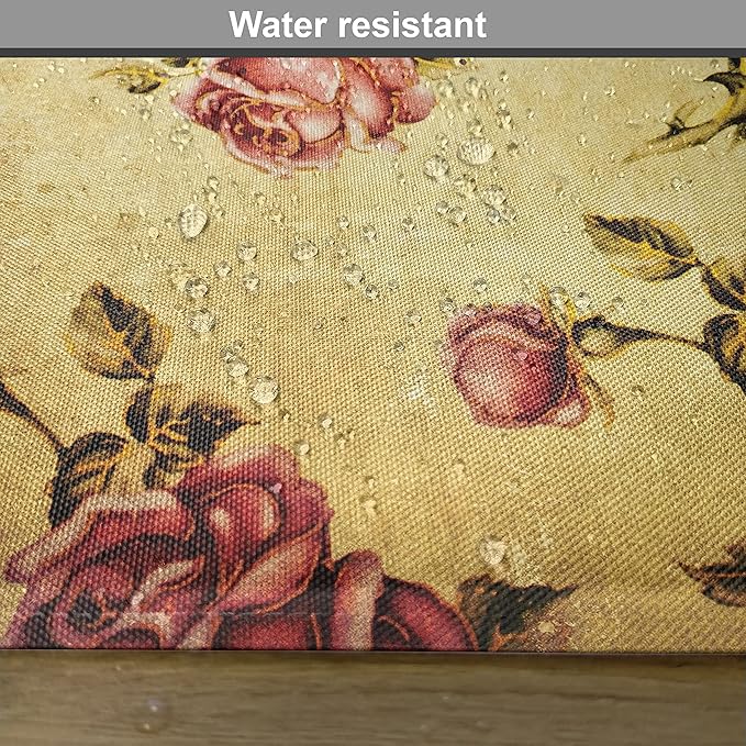 Ambesonne Rose Place Mats Set of 8, Old Fashioned Victorian Style Pattern Dramatic Color Bohemian Art Design, Washable Fabric Placemats for Dining Table, Placemat 8 pcs, Mustard Pink
