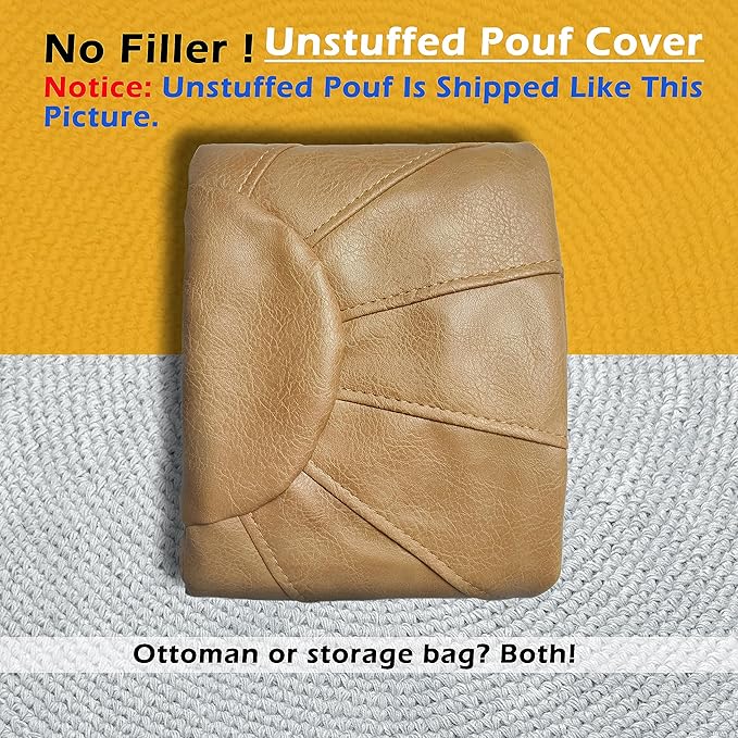 Thgonwid Unstuffed Moroccan Ottoman Pouf Cover, Ottoman Footstool Storage Solution, Bean Bag Chair, Foot Rest, Camel