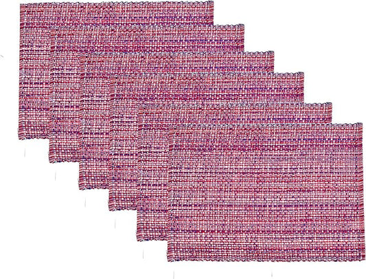 Urban VillaPlacemats for Dining Table 100% Cotton Placemats 14''x20'' Oversized Tablemats Set of 6 Placemats Red/Blue/White Two Tone Tablemats for Family Dinners Wedding Parties Everyday UsePlacemats
