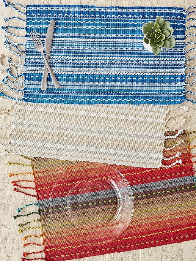 DII Southwest Collection Tabletop, Placemat Set, Blue, 6 Piece