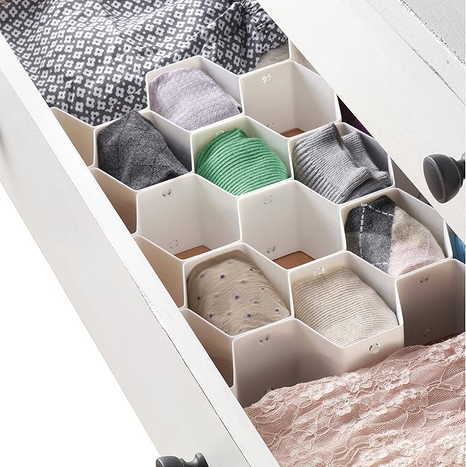 Whitmor 6025-3928 Honeycomb Drawer Organizer, 1 Count (Pack of 2), White