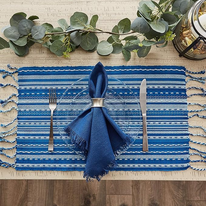 DII Southwest Collection Tabletop, Placemat Set, Blue, 6 Piece