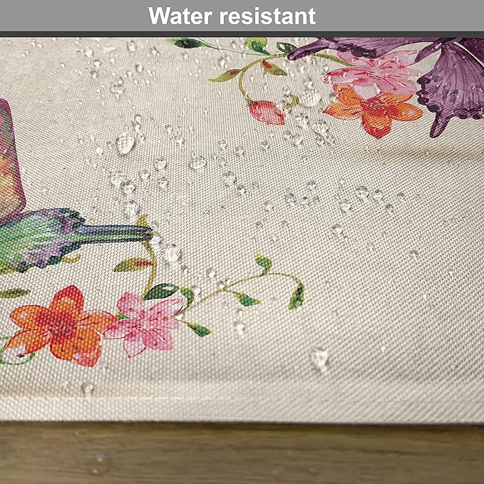 Ambesonne Butterfly Place Mats Set of 8, Springtime Flying Moths on Vintage Style Background Wings Transformation, Washable Fabric Placemats for Dining Table, Placemat 8 pcs, Cream Pink