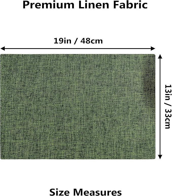 Demetex Dark Green Placemats Set of 8 Decorative Linen Textured Place Mats Heat Resistant Plate Platemats for Cafe Party Banquet Tables, 13x19 inch, Green