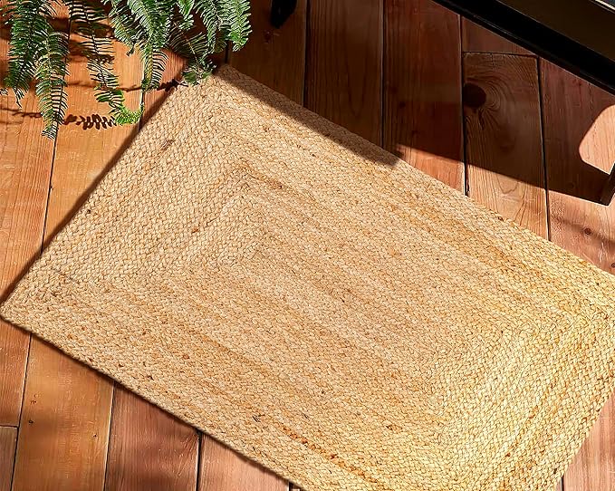 Savi Home Natural Jute Rug 3x5 Ft – Handwoven Braided Area Rug for Kitchen, Living Room & Bedroom – Eco-Friendly, Durable, Washable Woven Floor Mat – 36x60 Inch Rustic Farmhouse Décor