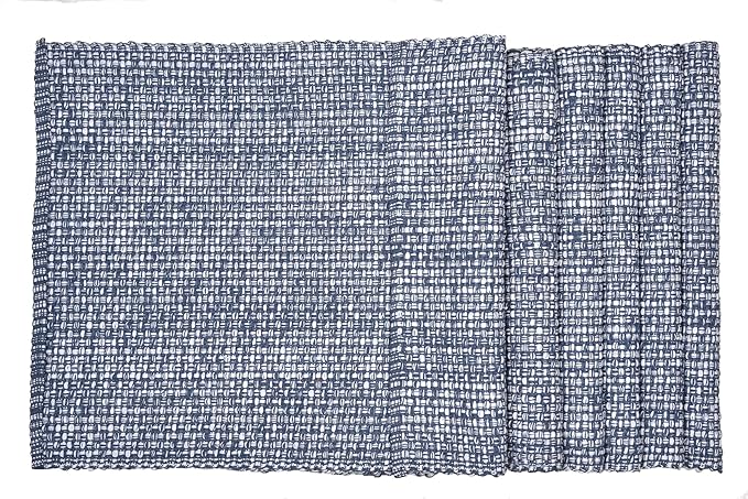 Urban Villa Placemats for Dining Table 100% CottonPlacemats 14''x20'' Over Sized Tablemats Set of 6Placemats Blue/White Two Tone Tablemats for Family Dinners Wedding Parties Everyday Use Placemats