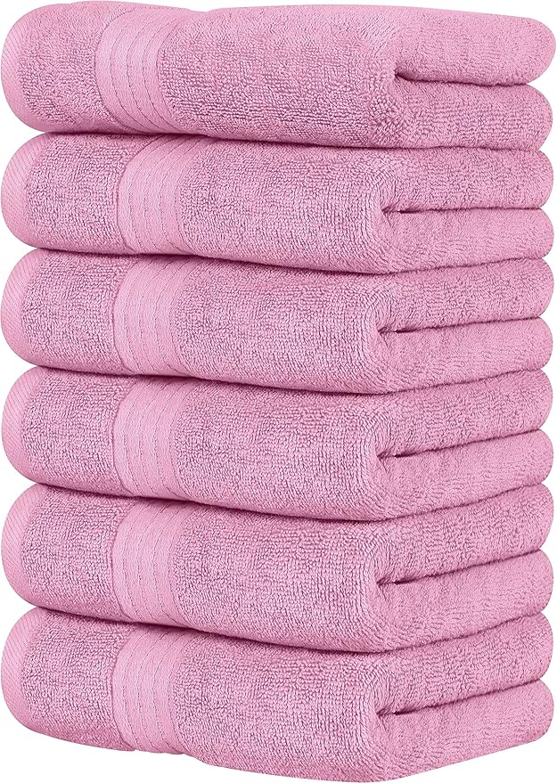 Utopia Towels 60 Piece Premium Hand Towels Set, (16 x 28 inches) 100% Ring Spun Cotton, Lightweight and Highly Absorbent Towels for Bathroom, Travel, Camp, Hotel, and Spa (Pink)