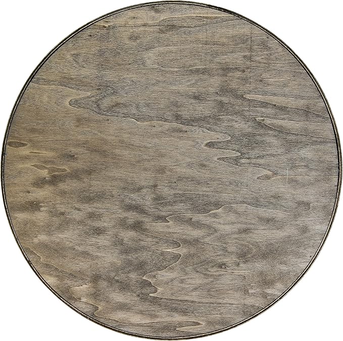 Elegant Designs HG2013-RGC Decorative 13.75" Round Wood Serving Tray w/Handles, Rustic Gray Coffee Bar