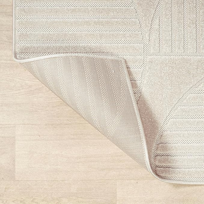 JONATHAN Y SCN104B-28 Nordby High-Low Geometric Arch Scandi Striped Indoor/Outdoor Runner Rug, Modern, Contemporary, Geometric, Bohemian,Bedroom,Kitchen,Living Room,Non Shedding, Ivory/Cream,2' x 8'
