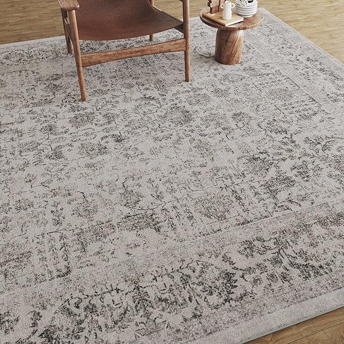 Black Area Rug 3x5 Office Entryway Rug Machine Washable Kitchen Vintage Distressed Non Slip Carpet Indoor Retro Floral Accent Throw Door Mat for Bathroom Bedroom Dining Living Room