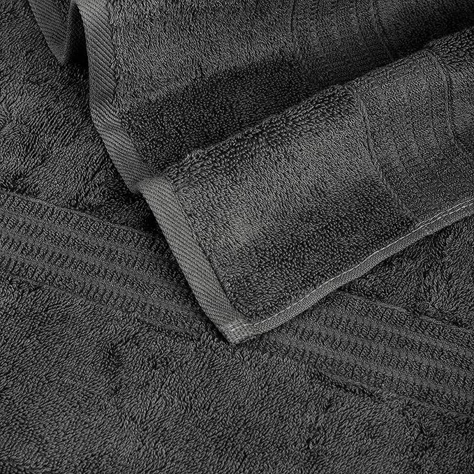 HOMELOVER 6 Piece Towel Set - 100% Organic Cotton, 2 Bath Towels, 2 Hand Towels, 2 Washcloths - 500 GSM, Hotel & Spa Quality, Soft, Quick Dry, Highly Absorbent Bathroom Essentials (Charcoal Black)