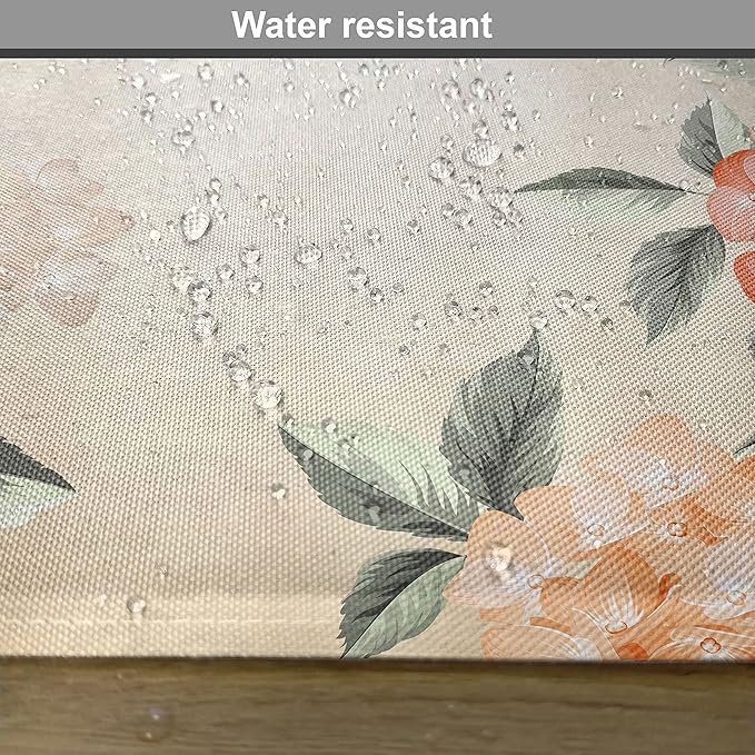 Ambesonne Floral Place Mats Set of 8, Blooming Hydrangea Flowers Leaves Bouquet Vintage Style Spring Nature Print, Washable Fabric Placemats for Dining Table, Placemat 8 pcs, Salmon Green