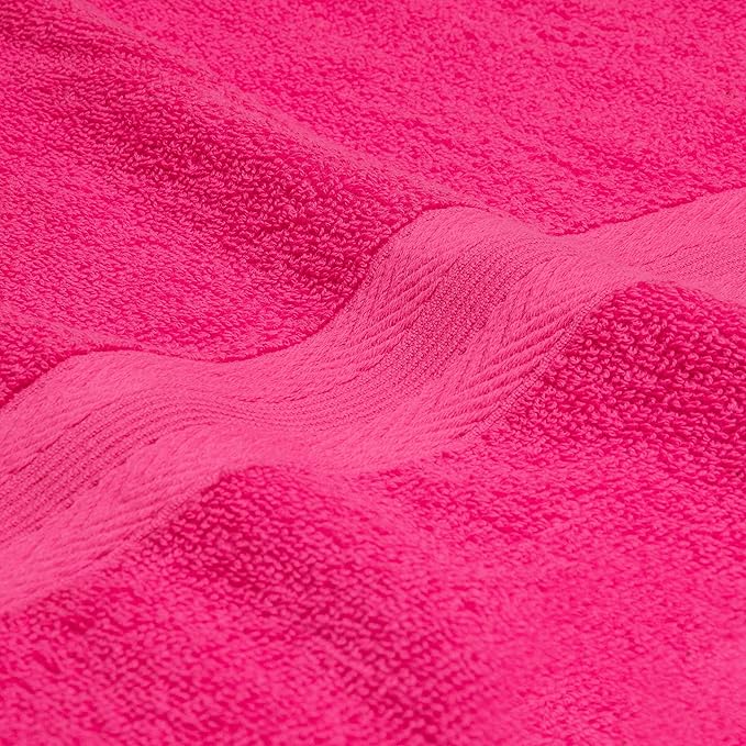 BOUTIQUO Premium Cotton 4 Pack Bath Towel Set - 100% Pure Cotton - 4 Bath Towels 27x54 - Ideal for Everyday use - Ultra Soft & Highly Absorbent - Hot Pink