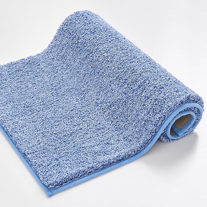 Douceur Blue Bathroom Rugs Non Slip, Super Soft Microfiber Bath Mats for Bathroom Washable, Fluffy Absorbent Bath Rugs, Quick Dry Shower Mat, 32" x 20"