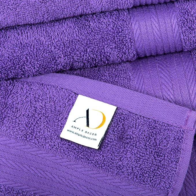 Ample Decor Hand Towel 18 X 28 Inch 600 GSM 100% Cotton, Premium Soft Absorbent - 2 Pcs Purple