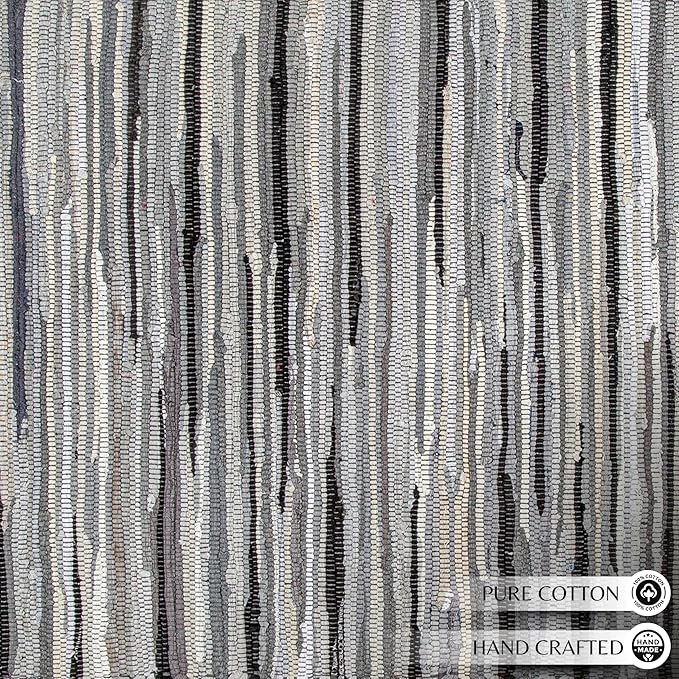 Rug Area Rugs Cotton Charcoal 3x5 Ft Multicolour Chindi for Livingroom Bedroom Washable RagRug Reversible Farmhouse Kitchen RunnerRug Carpet Area Runner Mat for Hallway, Entryway