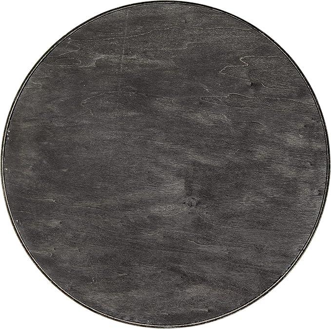 Elegant Designs HG2013-BKS Decorative 13.75" Round Wood Serving Tray w/Handles, Black Wash Spooky Season