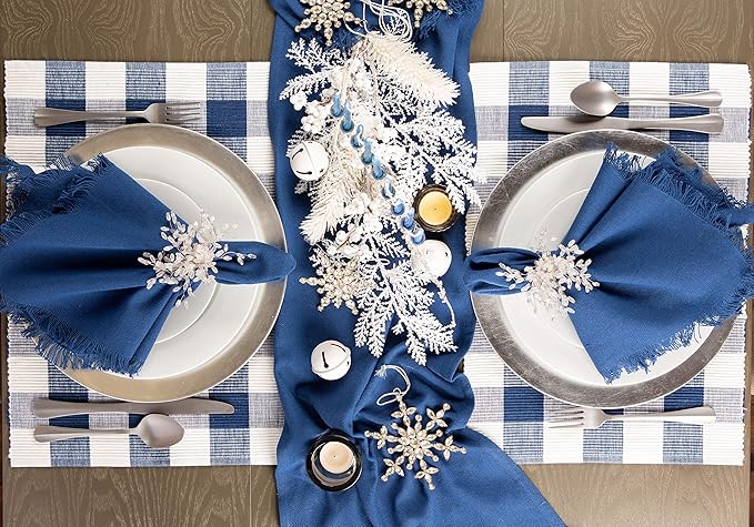 DII Buffalo Check Collection, Classic Farmhouse Placemat Set, 13x19, Navy & Cream, 6 Piece