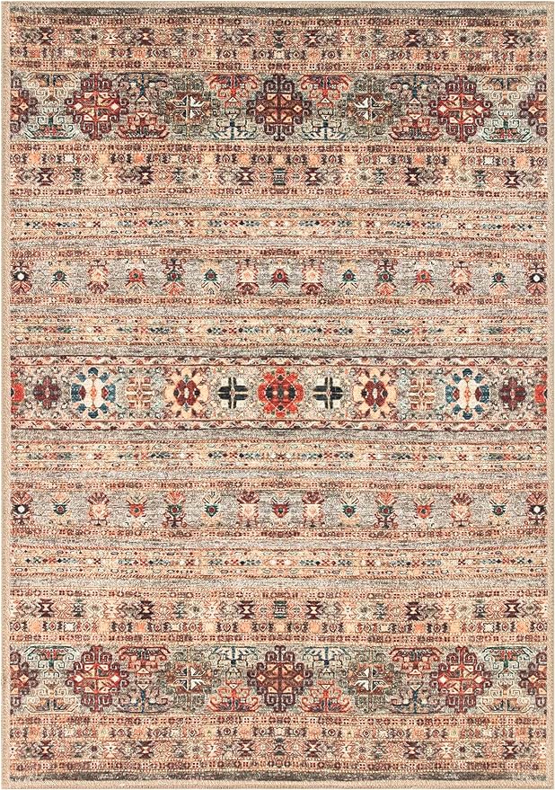 Keen Home Design 9x12 Rug - Machine Washable Area Rug with Non-Slip Backing, Ideal for Living Room, Dining Room, Bedroom - Vintage, Easy Clean, Durable, Low Pile Rug - (9' x 12')