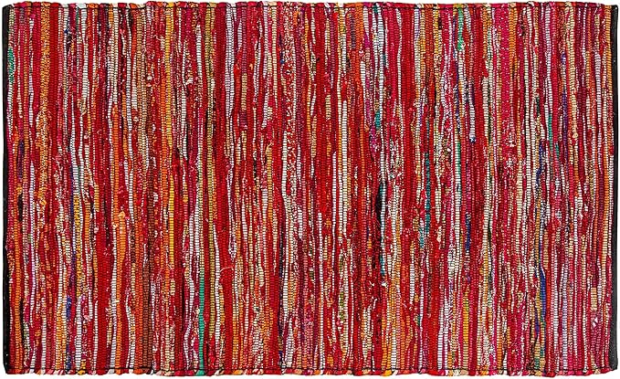 Rug Area Rugs Cotton 3x5 Ft Multicolour Chindi for Livingroom Bedroom Washable RagRug Reversible Farmhouse Kitchen RunnerRug Recycled RunnerRug for Hallway, Entryway 36x60 Inch