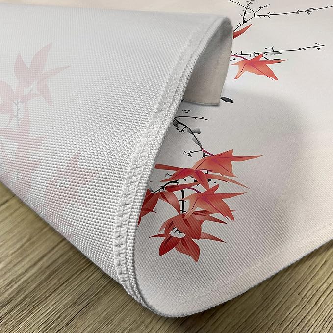Ambesonne Japanese Place Mats Set of 8, Cherry Blossom Sakura Tree Branches Romantic Spring Themed Watercolor Picture, Washable Fabric Placemats for Dining Table, Placemat 8 pcs, Coral Black