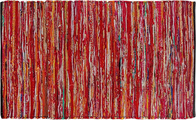 Rug Area Rugs Cotton 2x3 Ft Multicolour Chindi for Livingroom Bedroom Washable RagRug Reversible Farmhouse Kitchen RunnerRug Carpet Area Runner Mat for Hallway, Entryway 24x36 Inch