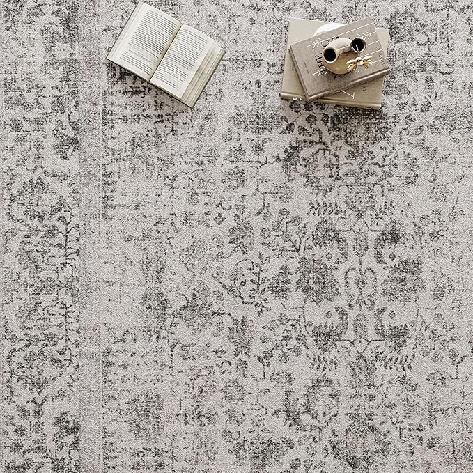 Black Runner Rug 3x7 Hallway Machine Washable Kitchen Vintage Distressed Non Slip Long Carpet Indoor Retro Floral Bedroom Accent Throw Rug for Bathroom Office Laundry Dining Room