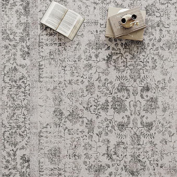 Black Runner Rug 2x7 Hallway Machine Washable Kitchen Vintage Distressed Non Slip Long Carpet Indoor Retro Floral Bedroom Accent Throw Rug for Bathroom Office Laundry Dining Room