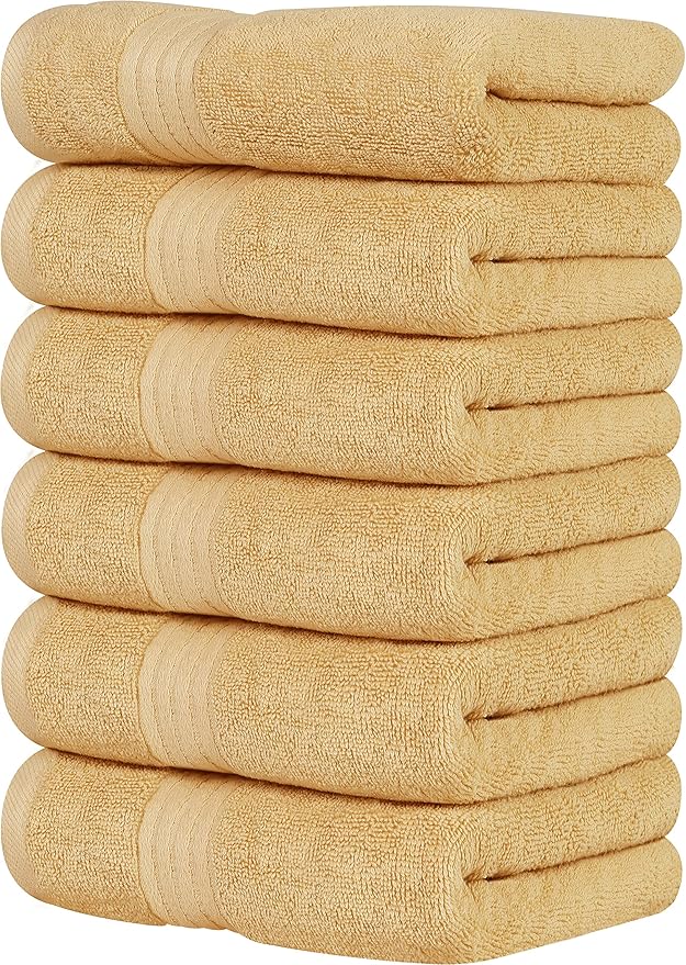 Utopia Towels 6 Piece Premium Hand Towels Set, 16 by 28 inches, 100% Ring Spun Cotton, Lightweight and Highly Absorbent Towels for Bathroom, Travel, Camp, Hotel, and Spa, Beige