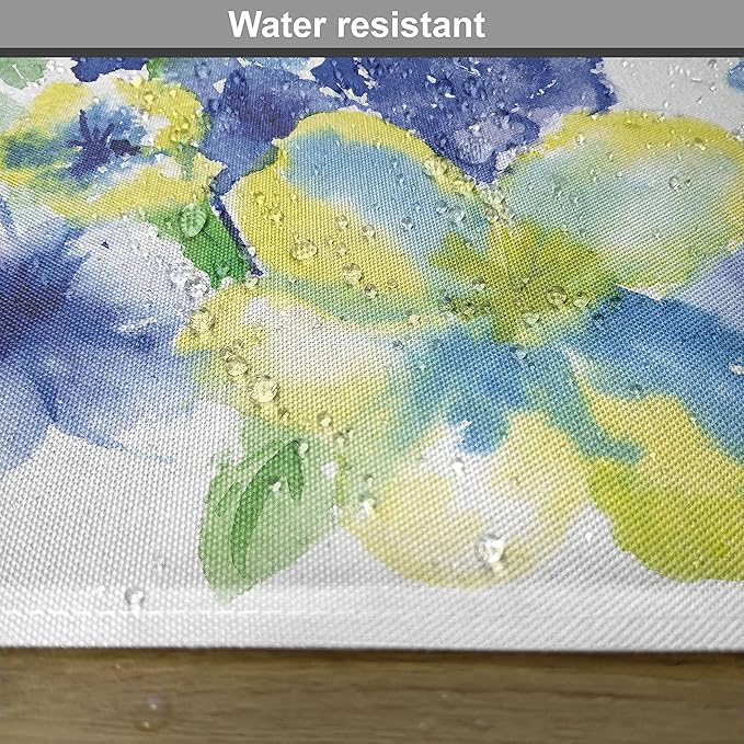 Ambesonne Yellow and Blue Place Mats Set of 8, Spring Flower Watercolor Flourishing Vibrant Blooms Design, Washable Fabric Placemats for Dining Table, Placemat 8 pcs, Royal Blue