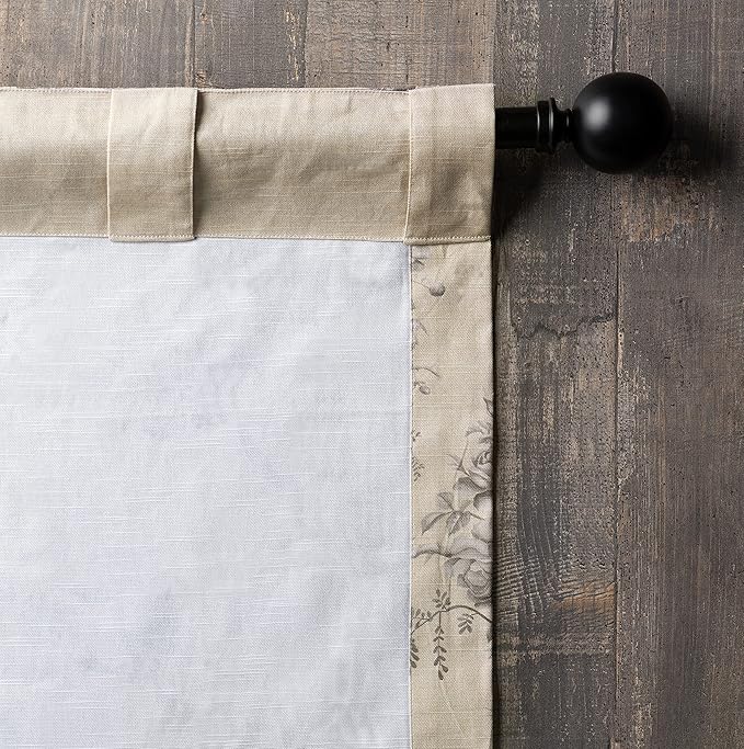 Maison d' Hermine Curtains for Living Room 100% Cotton 124 inch Length One Panel Light Filtering Curtains for Bedroom Windows with Rod and Loop Pockets Drapes (Turin, 50" W x 124" L)