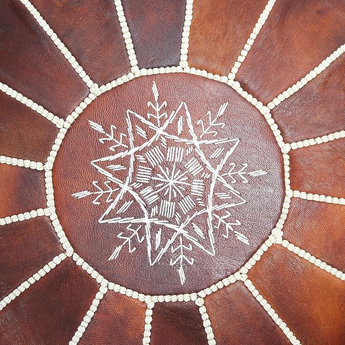 MARRAKESH STYLE Amazing & Beautiful, Original poufs Moroccan Leather Pouf, Natural Leather poufs, Home Gifts, Wedding Gifts, Unstuffed (Dark Brown)