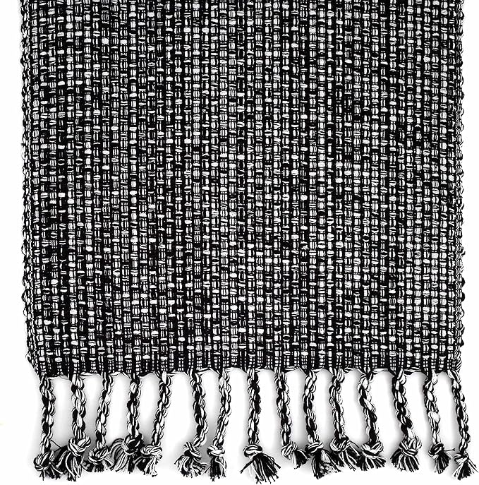 100% Cotton Table Runner for Dining Room Tables Rectangle Two Tone Woven Fabric 72" x 13" Soft Durable Table Runner, Black(Pack of 1)