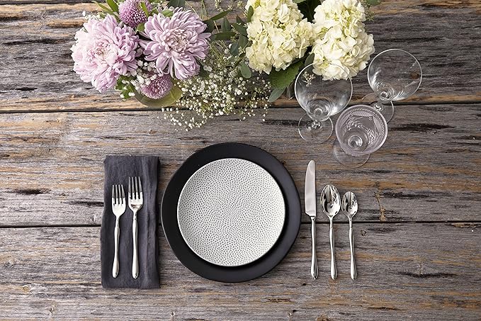Fortessa Vitraluxe Dinnerware Heirloom Matte Finish Show Plate 12-Inch, Charcoal, Set of 4
