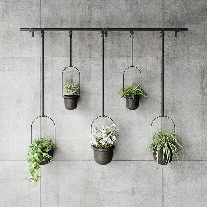 Umbra Triflora Hanging Planter, Set of 5, Black