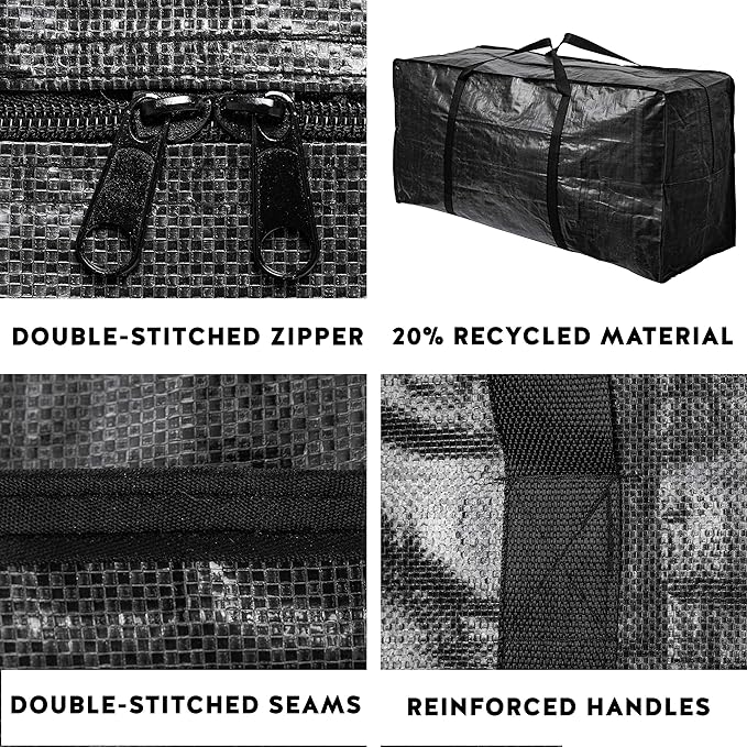 BAG-THAT! 68.5 GAL 2 Pack XXL Jumbo Extra Large Heavy Duty Stronger Handles Storage Bags Moving Totes Zippered Reusable Wrap Around Handle Storage Totes