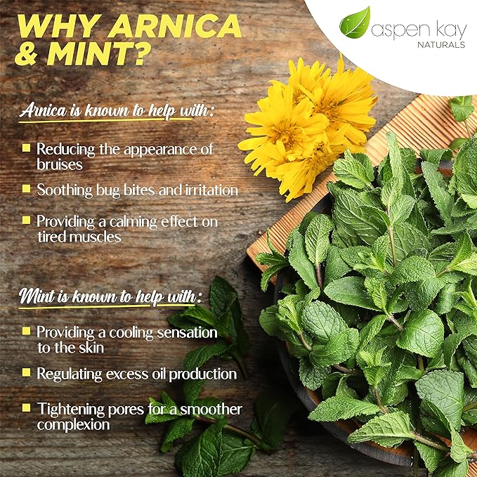Aspen Kay Naturals Handmade Arnica & Mint Soap. Vegan, Cold processed - Olive, Shea Butter, Coconut, Essential, And Palm oil. All Skin Types & Sensitive Skin, Made in the USA (3 Pack)