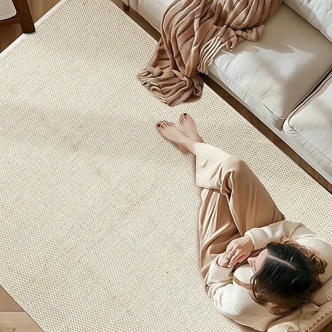 Bedding Craft Jute Cotton Matty Area Rug for Living Room 36x60 Inch - Natural - Machine Washable 3x5 Feet Rugs - 70% Jute and 30% Cotton