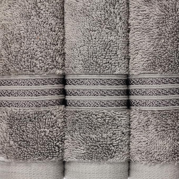 Superior Egyptian Cotton 8-Piece Towel Set, Assorted Towels for Home Bathroom, Master, Guest Bath, Decor Essentials, Includes 2 Bath, 2 Hand, 4 Face Towels/Washcloths, Quick Dry, Absorbent, Charcoal