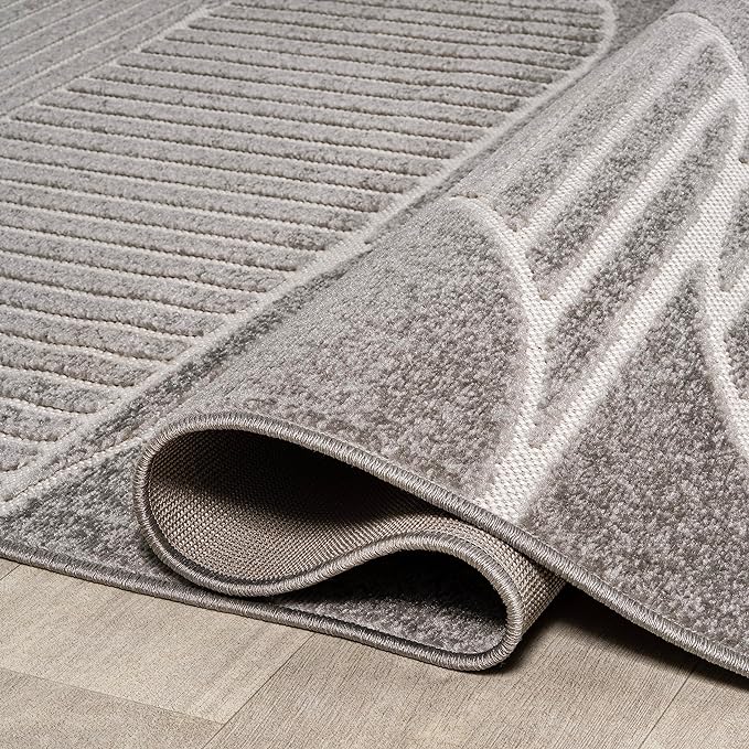 JONATHAN Y SCN104C-4 Nordby High-Low Geometric Arch Scandi Striped Indoor/Outdoor Area Rug, Contemporary, Bohemian, Transitional for Bedroom,Kitchen,Living Room,Non Shedding,Easy-Washing, Gray, 4 X 6